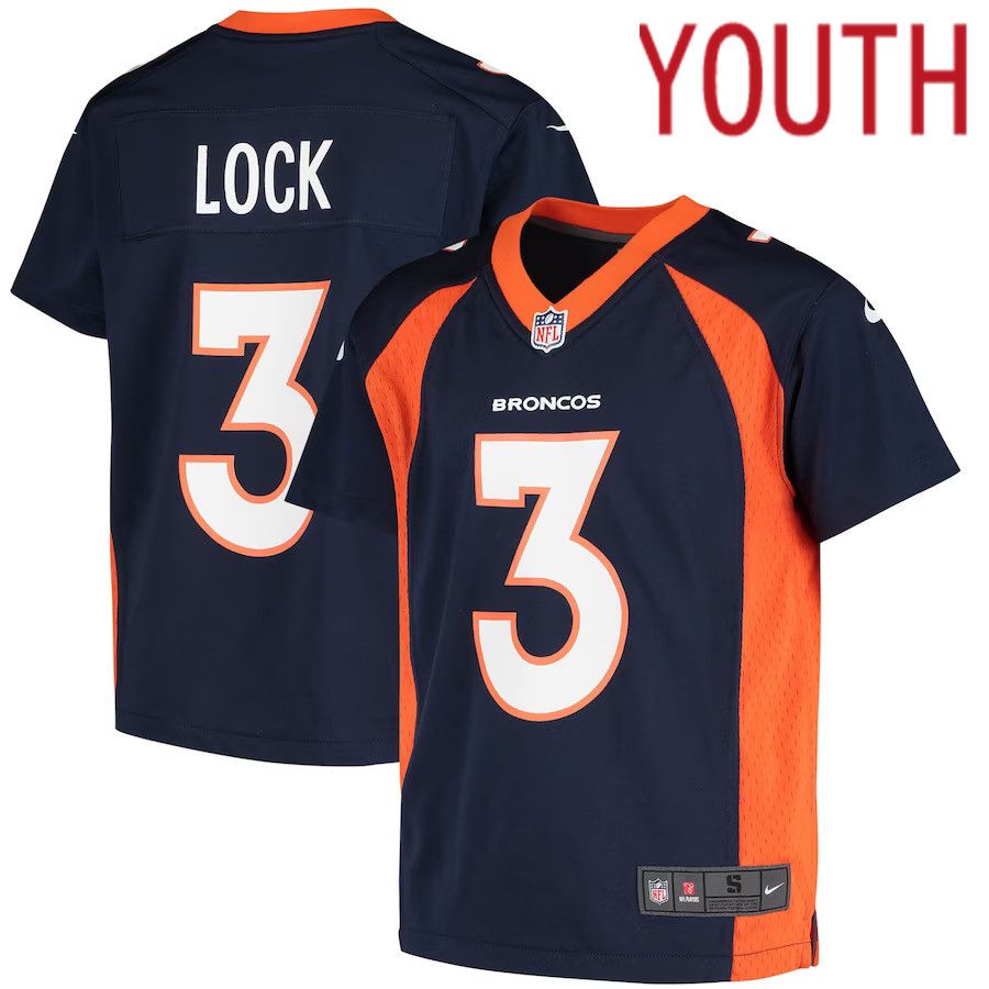 Youth Denver Broncos 3 Drew Lock Nike Navy Player Game NFL Jersey